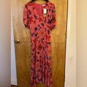 Rhode pink patterned deep v maxi dress